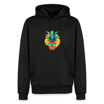 Lustige Ananas mit Sonnenbrille Frucht Tropisch - Männer Premium Bio Hoodie - Schwarz - Vorne - Nico (187cm)