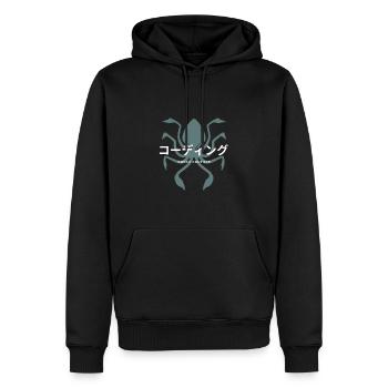 LUZILLION CODER COUTURE, CODE AND BUGS - Männer Premium Bio Hoodie - Schwarz - Vorne - Nico (187cm)