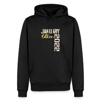 Geburtstagsgeschenk geboren im Januar 2022 - 2022 - Männer Premium Bio Hoodie - Schwarz - Vorne - Nico (187cm)