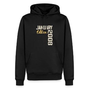 Geburtstagsgeschenk geboren im Januar 2008 - 2008 - Männer Premium Bio Hoodie - Schwarz - Vorne - Nico (187cm)