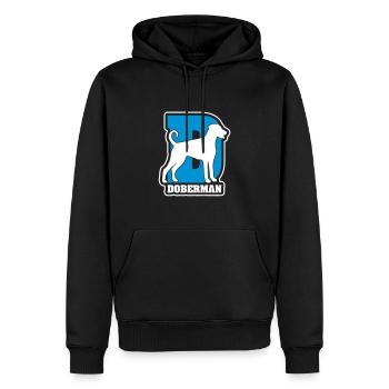 Dobermann D - Sweat à capuche Premium bio Homme - noir - Devant - Nico (187cm)