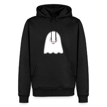 Halloween T-shirt Gespenst spooky cute Shirt  - Männer Premium Bio Hoodie - Schwarz - Vorne - Nico (187cm)
