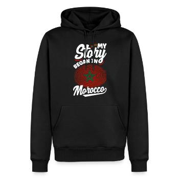 Maroc Maroc Maroc Drapeau Mon histoire a commencé en - Sweat à capuche Premium bio Homme - noir - Devant - Nico (187cm)