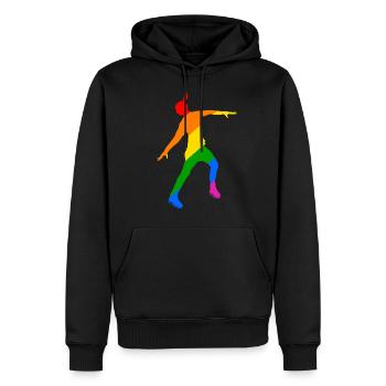 Magie arc-en-ciel sur lames : Élégante princesse des glaces - Sweat à capuche Premium bio Homme - noir - Devant - Nico (187cm)