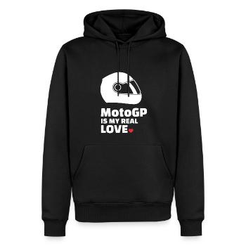 J’adore le Motogp - Sweat à capuche Premium bio Homme - noir - Devant - Nico (187cm)