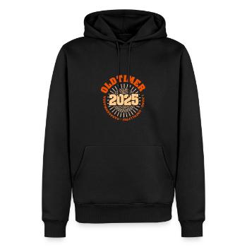 Jahr 2025 - Männer Premium Bio Hoodie - Schwarz - Vorne - Nico (187cm)