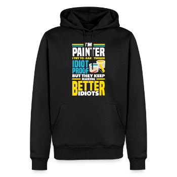 Peintre Peinture Drôle Citation - Sweat à capuche Premium bio Homme - noir - Devant - Nico (187cm)