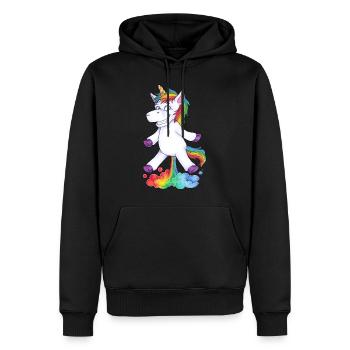 Einhorn Pups Furz Regenbogen Unicorn Rainbow Wolke - Männer Premium Bio Hoodie - Schwarz - Vorne - Nico (187cm)