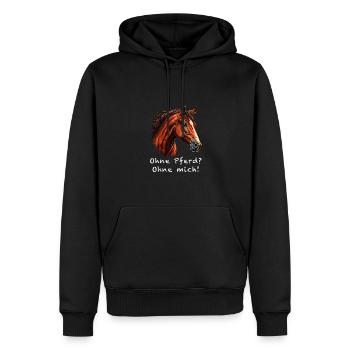 OHNE PFERD OHNE MICH - Männer Premium Bio Hoodie - Schwarz - Vorne - Nico (187cm)
