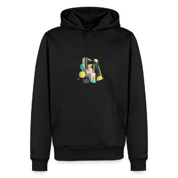 3D - Männer Premium Bio Hoodie - Schwarz - Vorne - Nico (187cm)