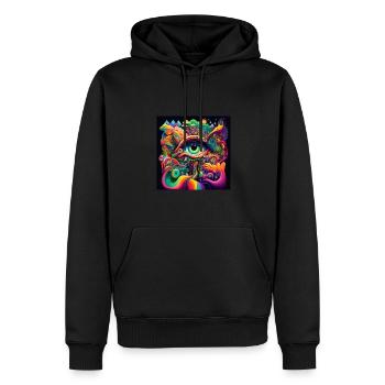 ŒIL TRIPPY - Sweat à capuche Premium bio Homme - noir - Devant - Nico (187cm)