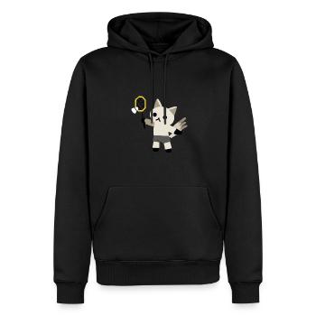 aufgeregte Katze spielt Badminton - Männer Premium Bio Hoodie - Schwarz - Vorne - Nico (187cm)