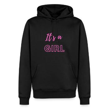 Annonce de bébé - Filles - Grossesse - Sweat à capuche Premium bio Homme - noir - Devant - Nico (187cm)