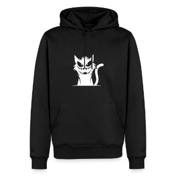 Chat souriant sauvage regard fou - Sweat à capuche Premium bio Homme - noir - Devant - Nico (187cm)