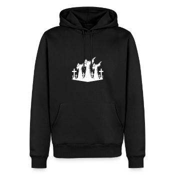 Dabbing des fantômes d’Halloween dans le cimetière - Sweat à capuche Premium bio Homme - noir - Devant - Nico (187cm)