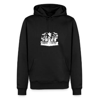 Fête drôle d’Halloween avec zombie et fantômes - Sweat à capuche Premium bio Homme - noir - Devant - Nico (187cm)