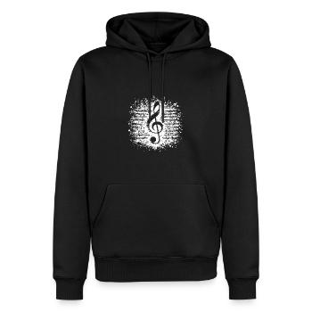 Altes Notenblatt mit Musik Noten Notenschlüssel - Männer Premium Bio Hoodie - Schwarz - Vorne - Nico (187cm)