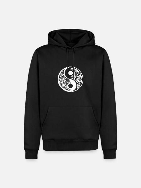 Feuilles d’arbre de la vie Yin Yang style de géométrie - Sweat à capuche Premium bio Homme - noir