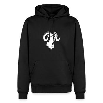 Bockiger Ziegenbock mit riesigen Hörnern - Männer Premium Bio Hoodie - Schwarz - Vorne - Nico (187cm)