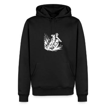 Conduite grossière du pilote de motocross et éclaboussures de terre - Sweat à capuche Premium bio Homme - noir - Devant - Nico (187cm)