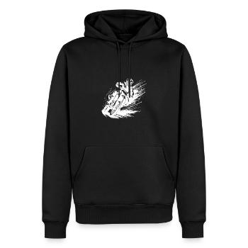Rasanter Motocross Fahrer mit Matsch Spritzkraft - Männer Premium Bio Hoodie - Schwarz - Vorne - Nico (187cm)