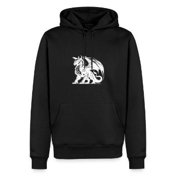 Proud, powerful dragon with big wings - Men’s Premium Organic Hoodie - black - Front - Nico (187cm)