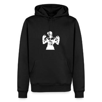 Poings de boxeur musclés prêts à se battre - Sweat à capuche Premium bio Homme - noir - Devant - Nico (187cm)
