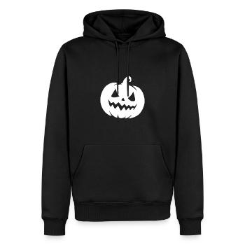 Naughty magic pumpkin lantern with a cheeky grin - Men’s Premium Organic Hoodie - black - Front - Nico (187cm)