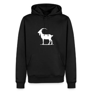 Lustiges Ziegenbock Porträt Tattoo Style - Männer Premium Bio Hoodie - Schwarz - Vorne - Nico (187cm)