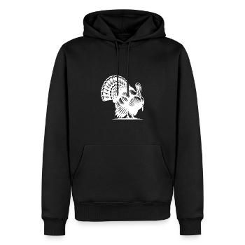 Stolzer Truthahn mit riesigem Gefieder - Männer Premium Bio Hoodie - Schwarz - Vorne - Nico (187cm)