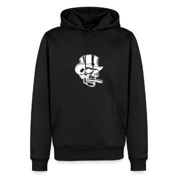 Conception de tête de mort de chapeau haut de forme flagrante avec une touche fumée - Sweat à capuche Premium bio Homme - noir - Devant - Nico (187cm)