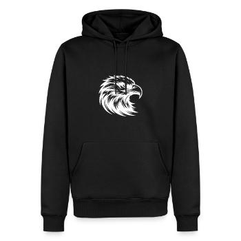 Eleganter Greifvogel als kraftvolle Tiergrafik - Männer Premium Bio Hoodie - Schwarz - Vorne - Nico (187cm)