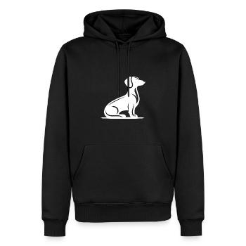Minimalistisches Dackel Silhouette Hundeporträt - Männer Premium Bio Hoodie - Schwarz - Vorne - Nico (187cm)