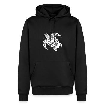 Tortue Sort Tortue Tribale Mystique - Sweat à capuche Premium bio Homme - noir - Devant - Nico (187cm)