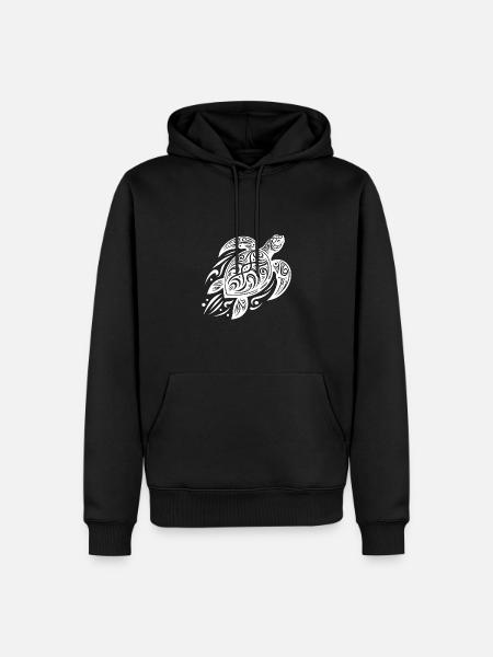 Powerful Pacific Turtle Meets Tribal - Men’s Premium Organic Hoodie - black