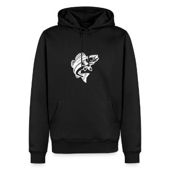 Poisson sandre sauteur motif classique de pêcheur - Sweat à capuche Premium bio Homme - noir - Devant - Nico (187cm)