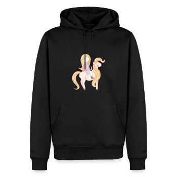 Pony Mädchen - Männer Premium Bio Hoodie - Schwarz - Vorne - Nico (187cm)