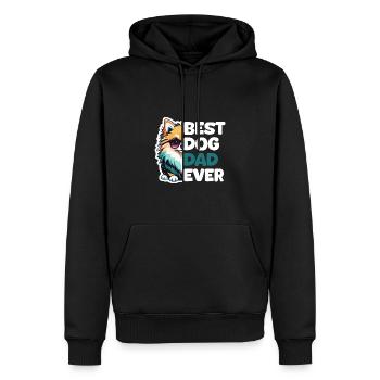Meilleur papa chien de tous les temps - Poméranie - Sweat à capuche Premium bio Homme - noir - Devant - Nico (187cm)