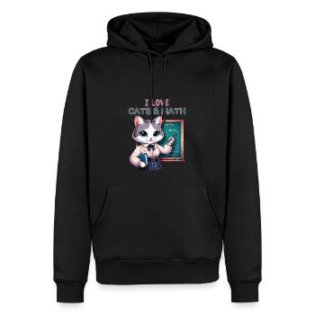 I love Cats & Maths - Sweat à capuche Premium bio Homme - noir - Devant - Nico (187cm)