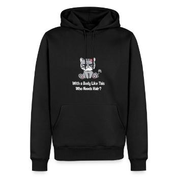 Avec ce corps, les cheveux drôle de coureur chauve humour - Sweat à capuche Premium bio Homme - noir - Devant - Nico (187cm)