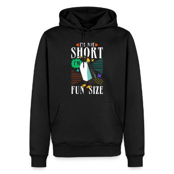 Je ne suis pas petit, je suis de taille amusante - Sweat à capuche Premium bio Homme - noir - Devant - Nico (187cm)