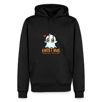 Ghost Hug - You can't feel it, but it's there! - Männer Premium Bio Hoodie - Schwarz - Vorne - Nico (187cm)