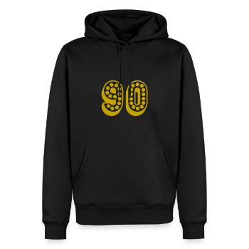 90. 90 JAHRE. 90-JÄHRIGES JUBILÄUM. 90-JÄHRIGES JUBILÄUM. - Männer Premium Bio Hoodie - Schwarz - Vorne - Nico (187cm)