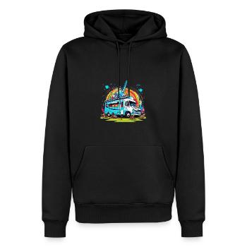 Campeur, Nature, Liberté, Fusée, Coloré, Cadeau - Sweat à capuche Premium bio Homme - noir - Devant - Nico (187cm)