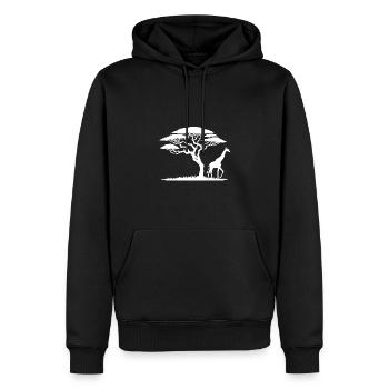 Savannenlandschaft Afrika Giraffe und Horizon - Männer Premium Bio Hoodie - Schwarz - Vorne - Nico (187cm)