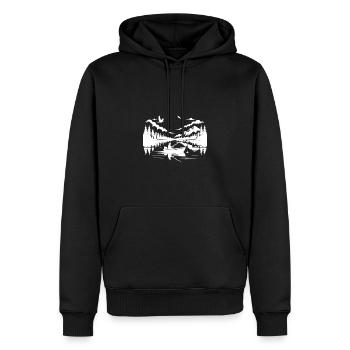 Angel Campingerlebnis am See im Wald - Männer Premium Bio Hoodie - Schwarz - Vorne - Nico (187cm)