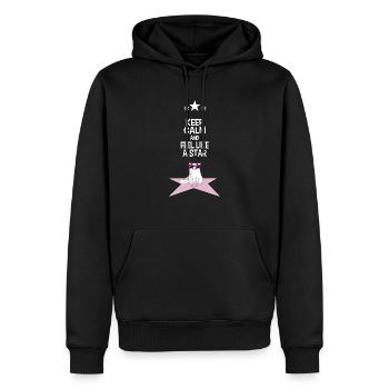 Mrou le chat, Feel Like a Star - Sweat à capuche Premium bio Homme - noir - Devant - Nico (187cm)