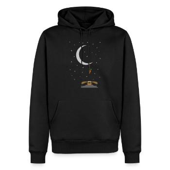 regarde de lapin à la carotte sur la lune - Sweat à capuche Premium bio Homme - noir - Devant - Nico (187cm)
