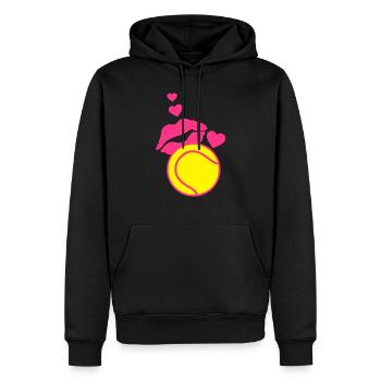 tennis bisous love coeur levre - Sweat à capuche Premium bio Homme - noir - Devant - Nico (187cm)