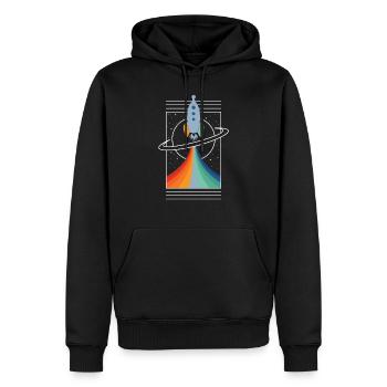 Rakete (Bunt, Umriss) - Männer Premium Bio Hoodie - Schwarz - Vorne - Nico (187cm)